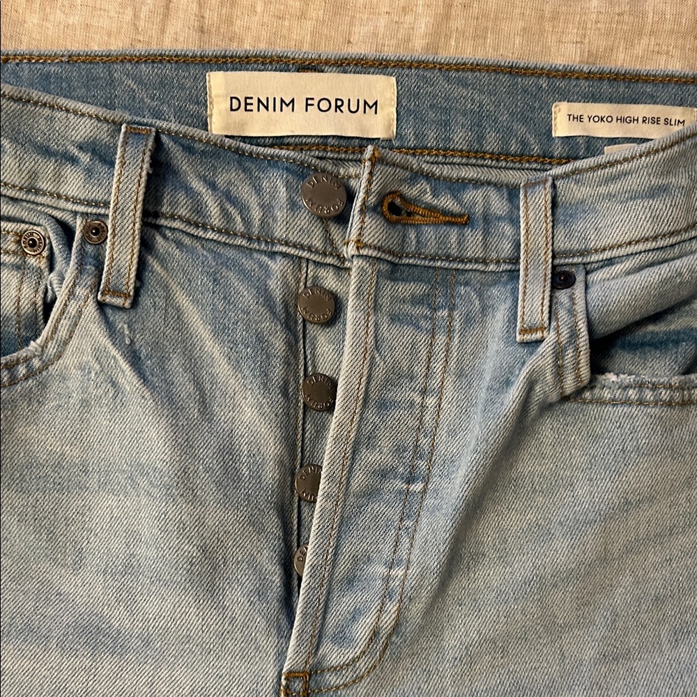Aritzia Denim Forum Sky Blue Ripped Jeans
